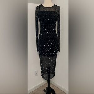 Sincerely Jules Black Pearl-Embellished Long Sleeve Dress